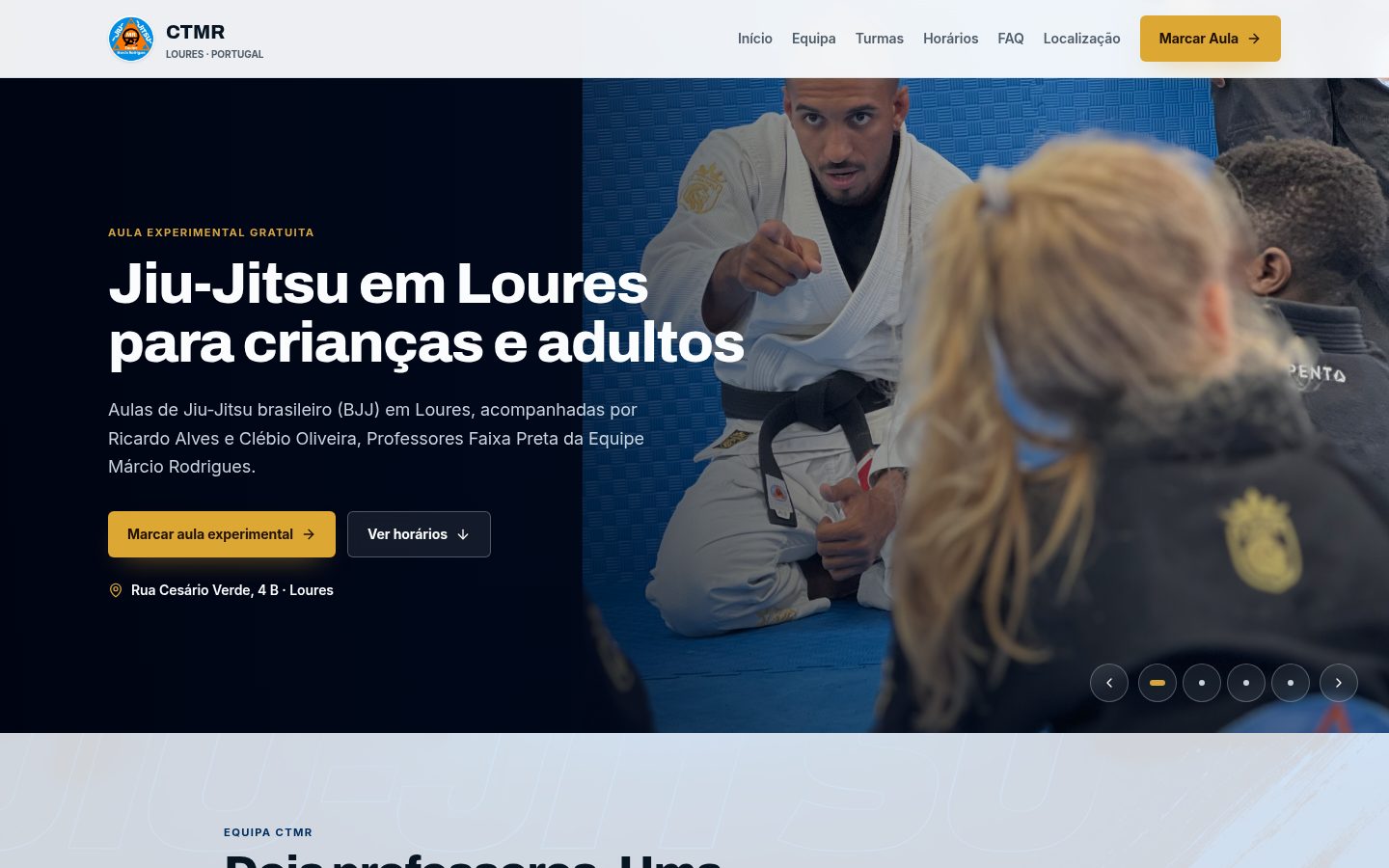 Página inicial do site CTMR Loures